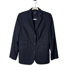 BROOKS BROTHERS 346 Women’s Academia Charcoal Pinstripe Wool Blazer Button Sz 6